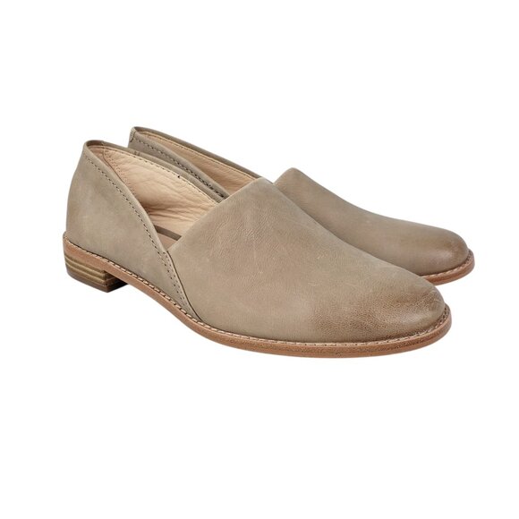 Clarks Pure Easy Flats Shoes 6 Sand Leather Loafers Burnished Toe Capsule Womens - Picture 1 of 11